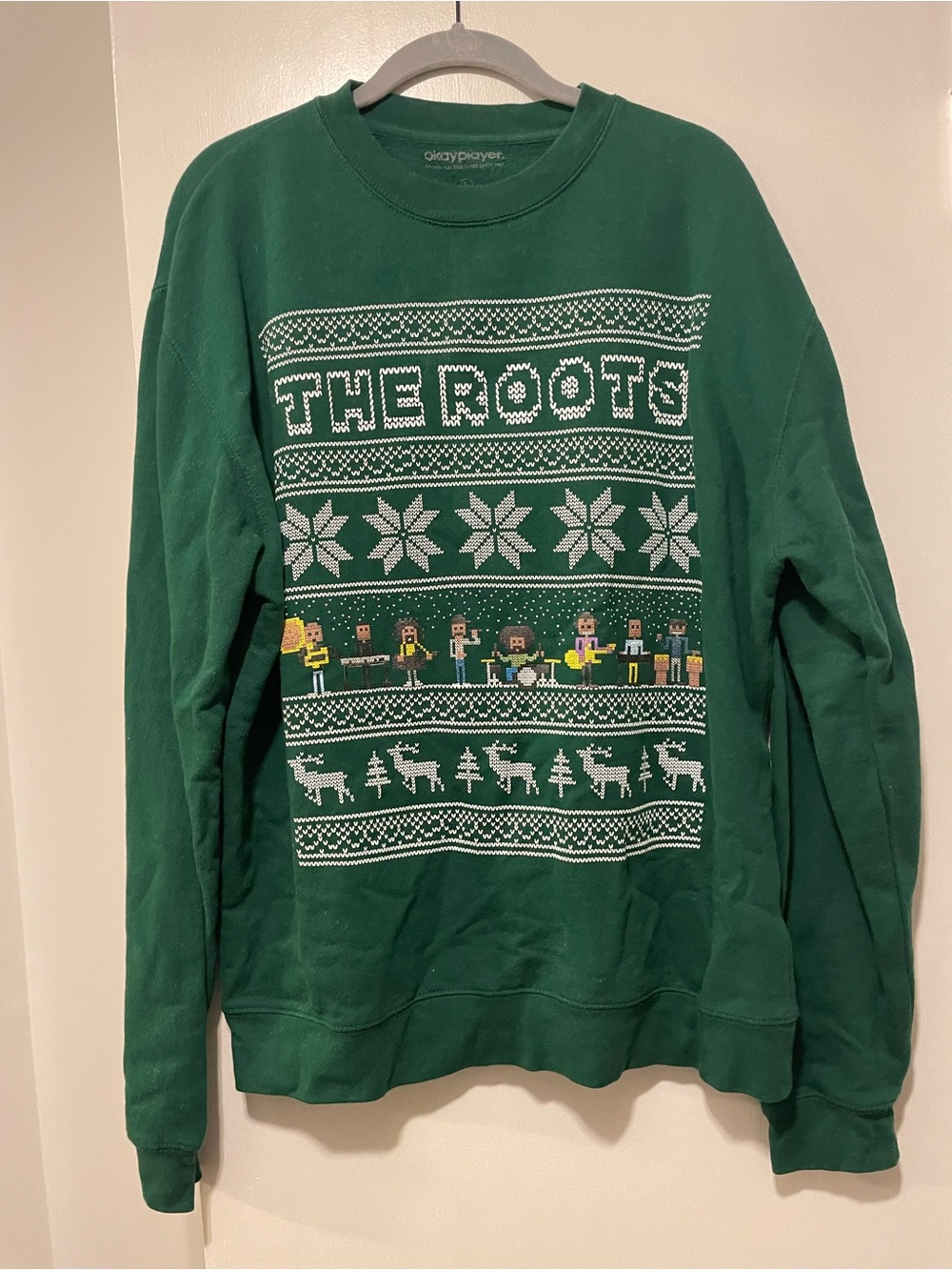The Roots Late Nighg Women's Green Holiday Crewneck Sweatshirt Large